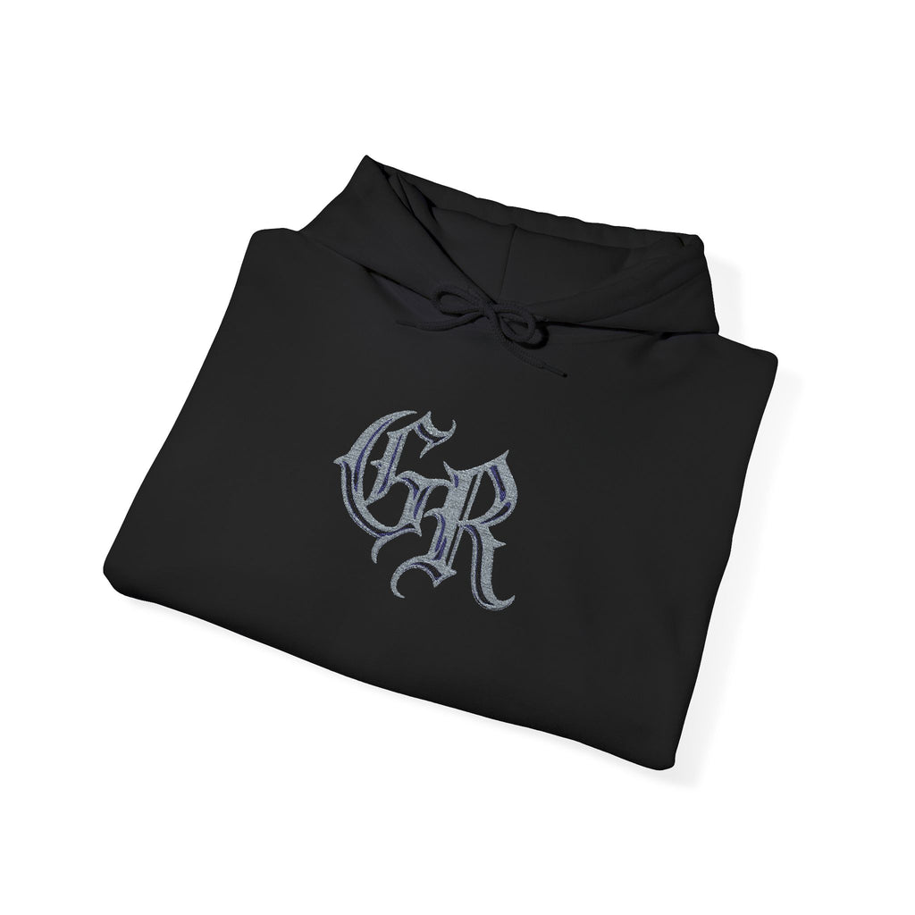 Gothic 'GR' Ice Script Hoodie — Vintage Dark Streetwear Pullover