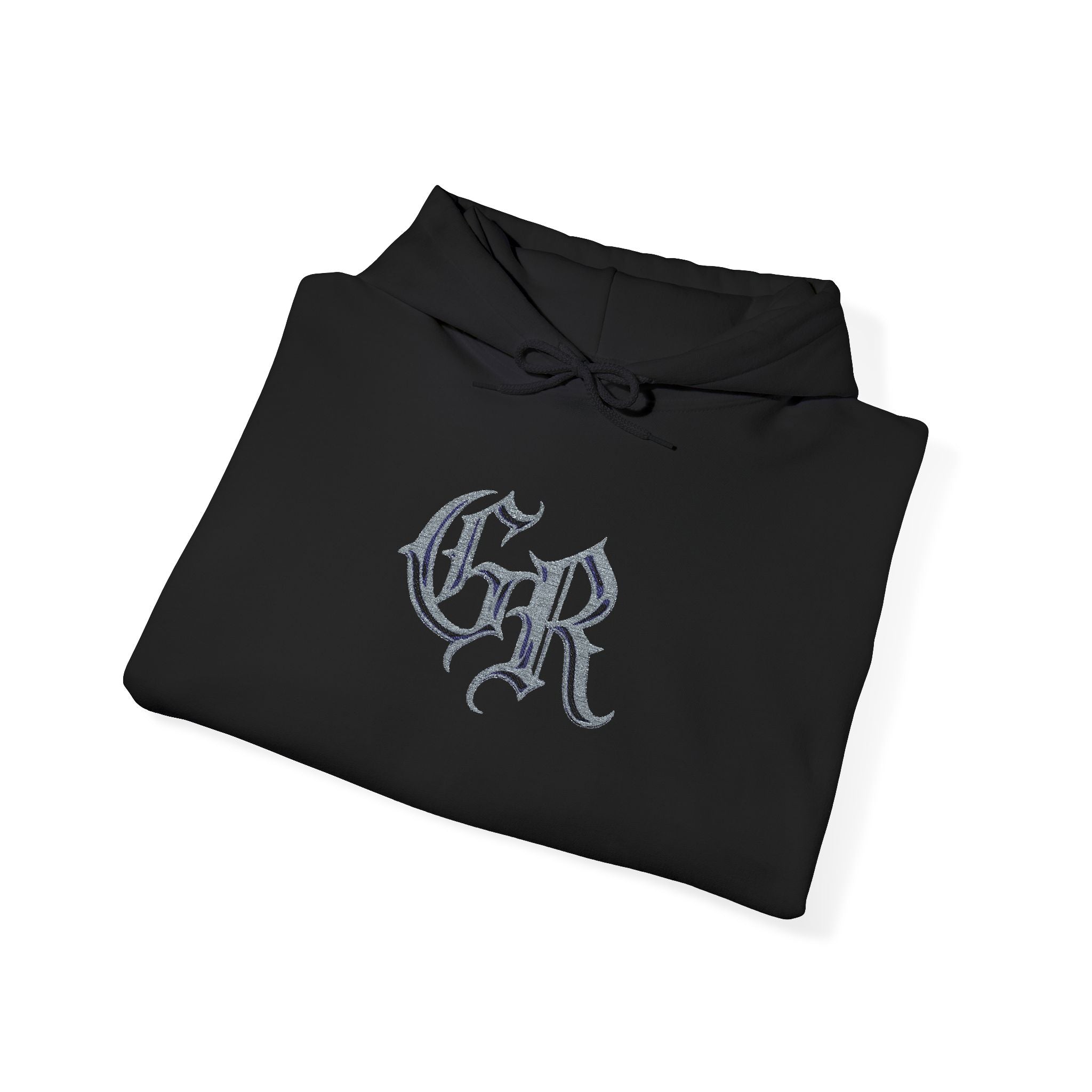 Gothic 'GR' Ice Script Hoodie — Vintage Dark Streetwear Pullover