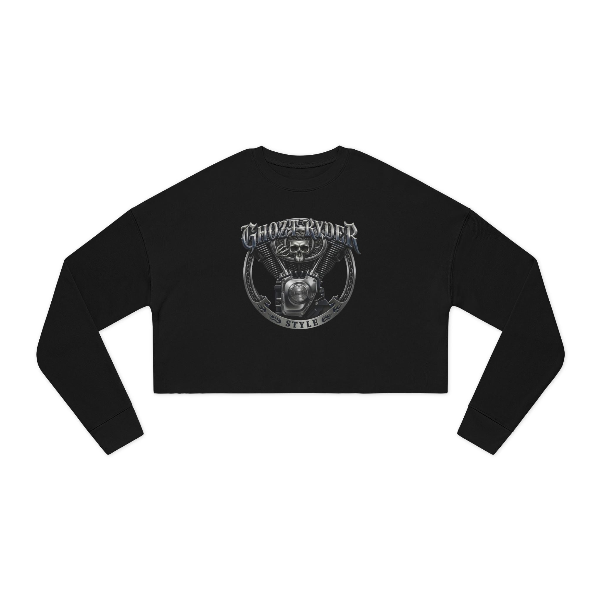 Skull Biker Cropped Sweatshirt