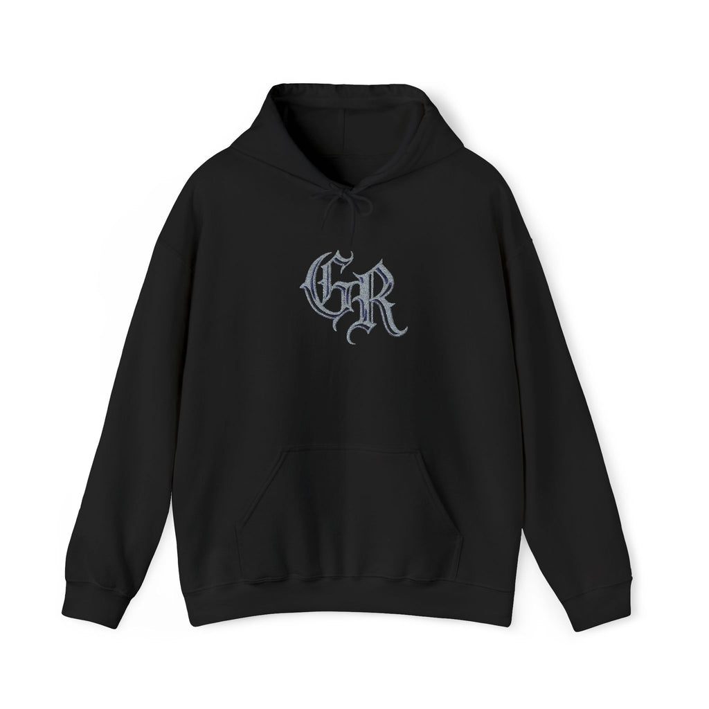 Gothic 'GR' Ice Script Hoodie — Vintage Dark Streetwear Pullover