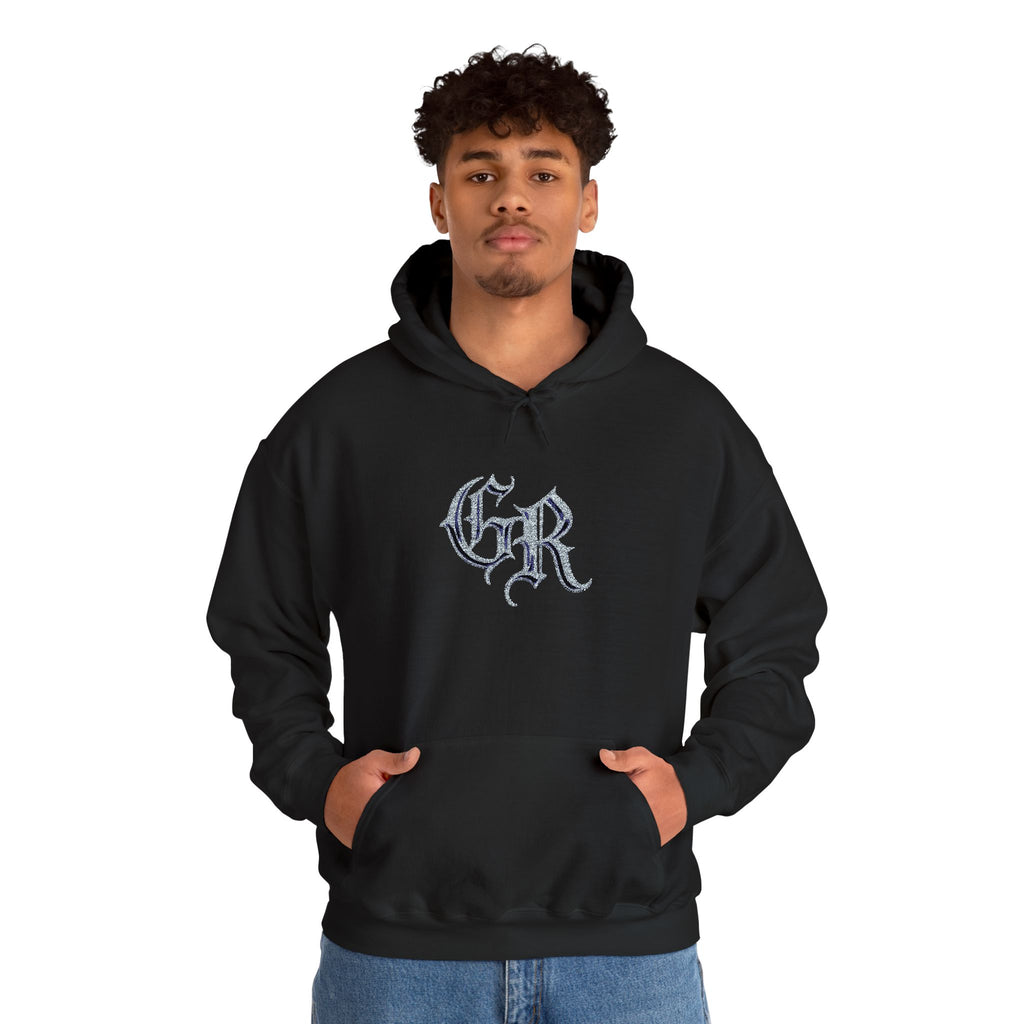 Gothic 'GR' Ice Script Hoodie — Vintage Dark Streetwear Pullover