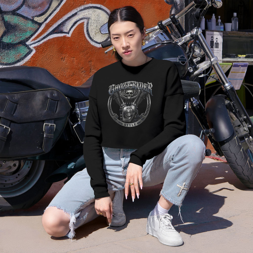 Skull Biker Cropped Sweatshirt