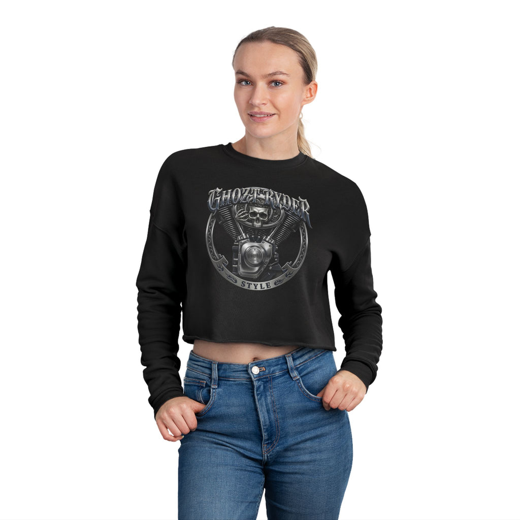 Skull Biker Cropped Sweatshirt