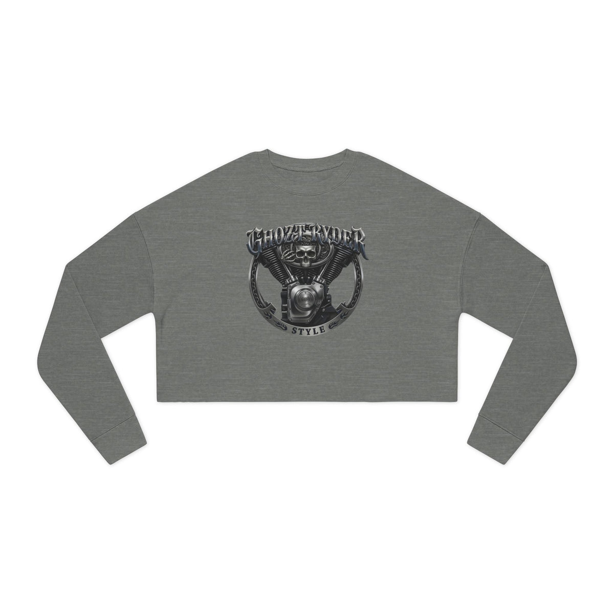 Skull Biker Cropped Sweatshirt