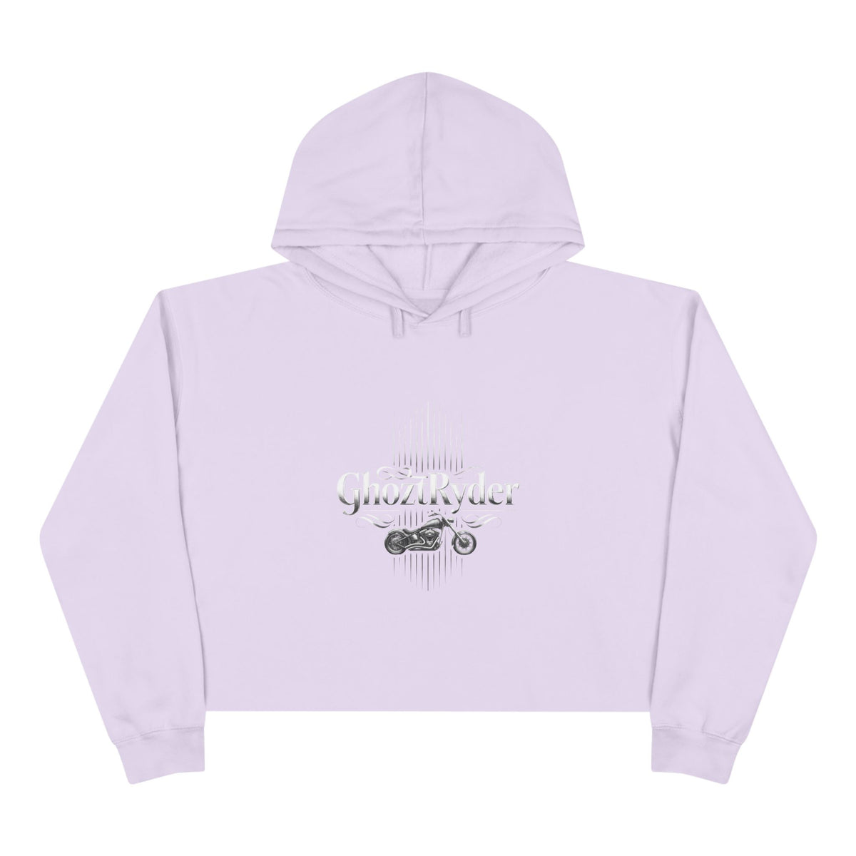 GhoztRyder Logo Crop Hoodie — Women's Black Streetwear Motorcycle-Inspired Pullover