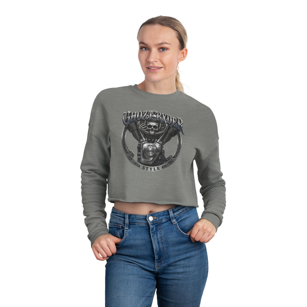Skull Biker Cropped Sweatshirt