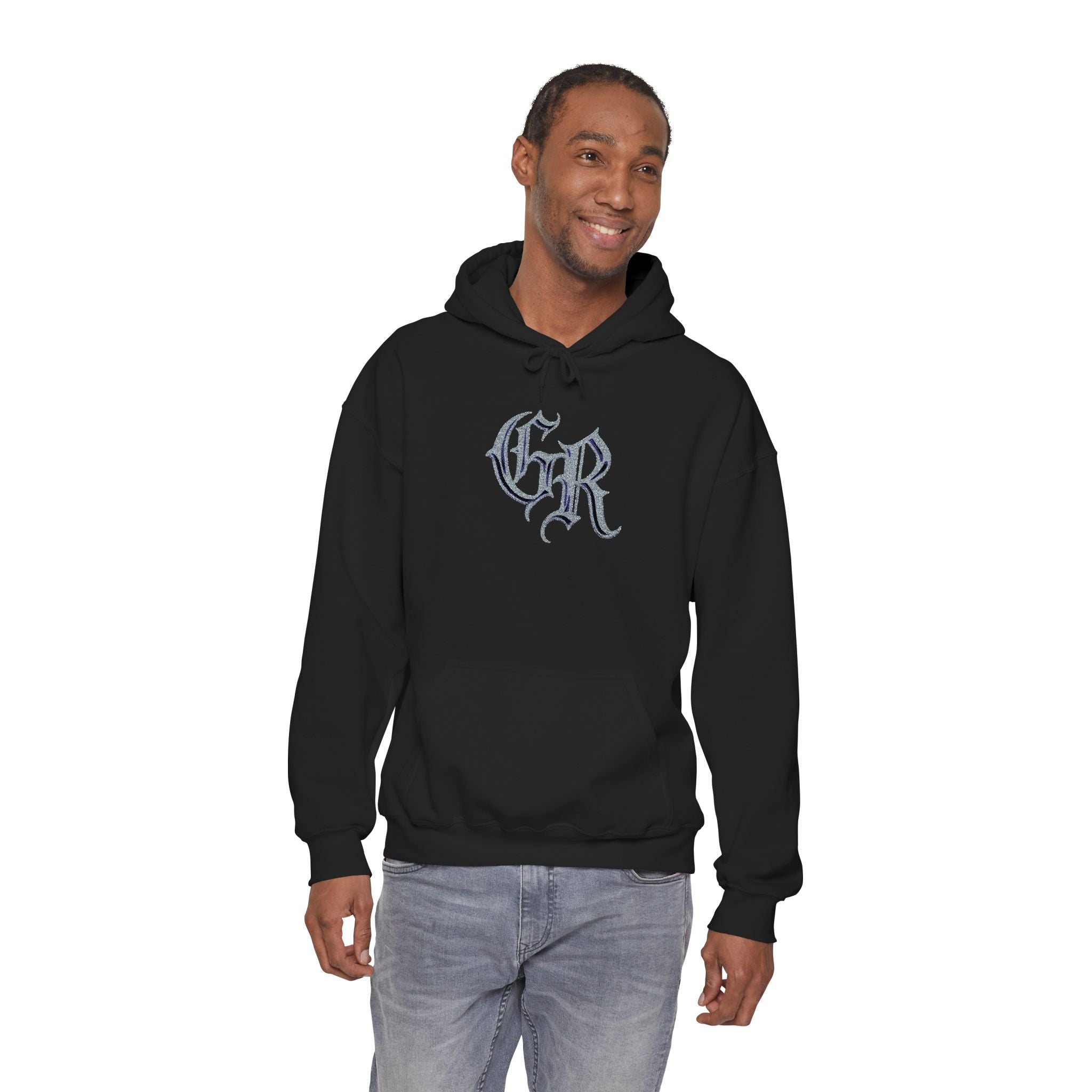 Gothic 'GR' Ice Script Hoodie — Vintage Dark Streetwear Pullover