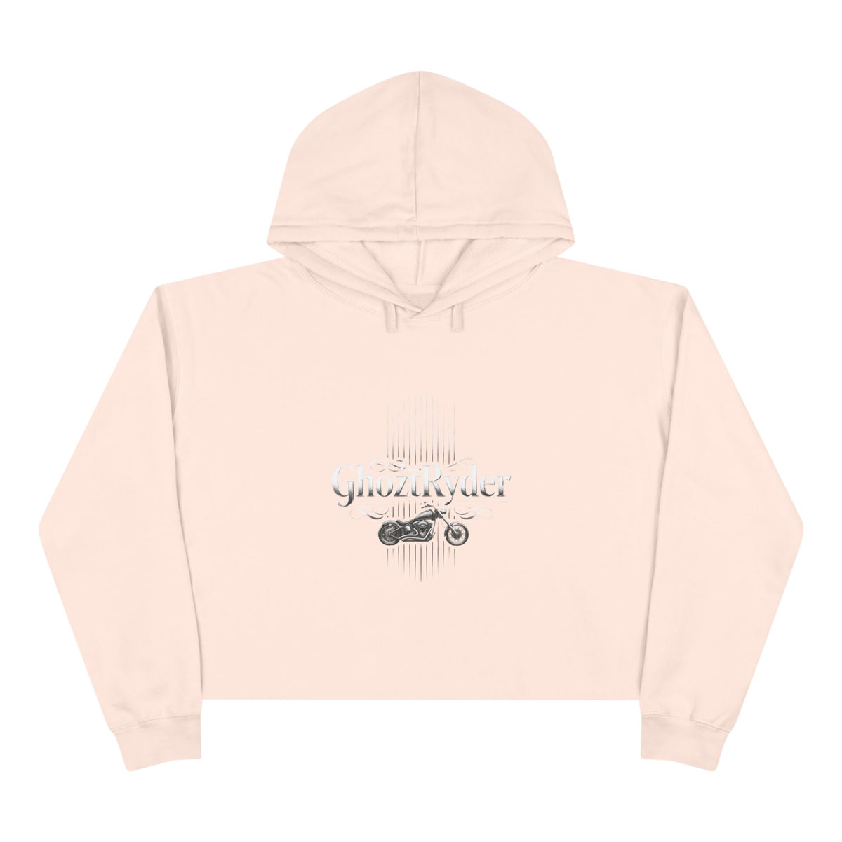 GhoztRyder Logo Crop Hoodie — Women's Black Streetwear Motorcycle-Inspired Pullover