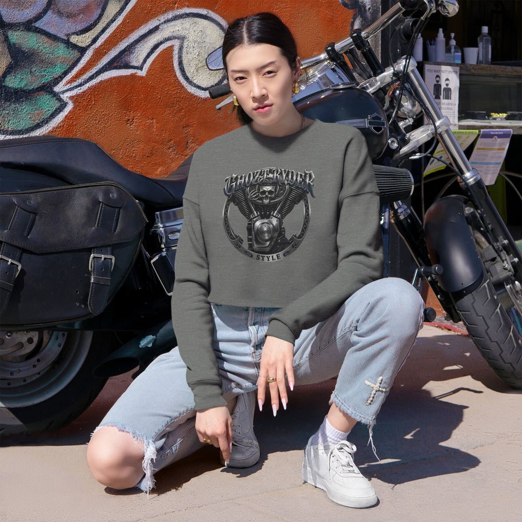 Skull Biker Cropped Sweatshirt