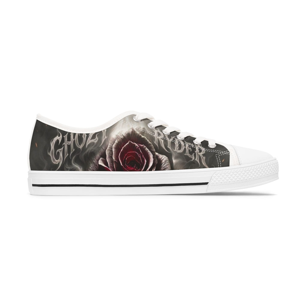 Women's Low Top Sneakers — Gothic Rose Skull Graphic Canvas Shoes