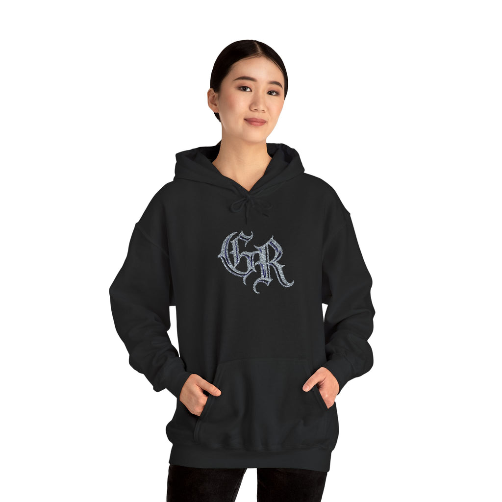 Gothic 'GR' Ice Script Hoodie — Vintage Dark Streetwear Pullover