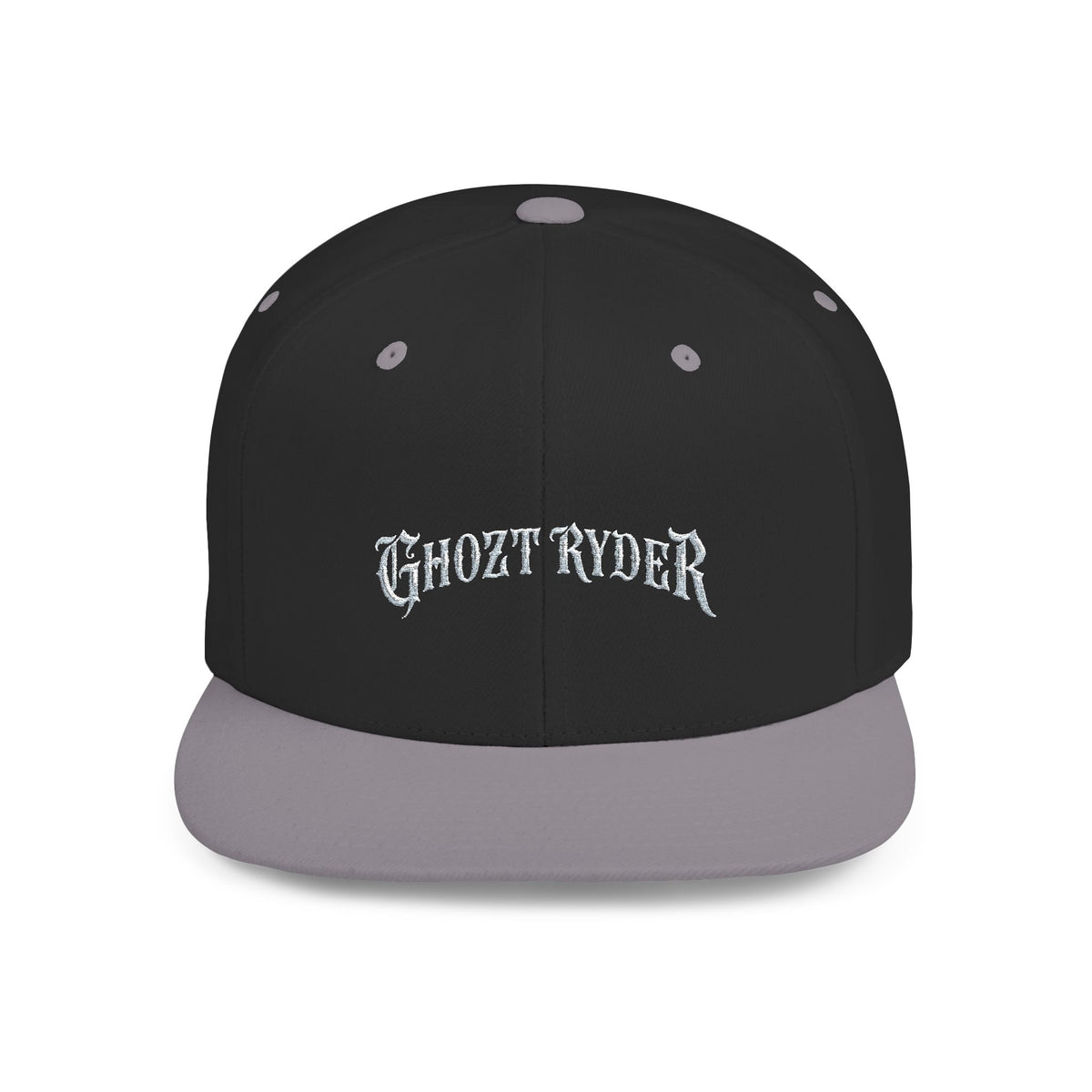 Ghost Ryder Flat Bill Snapback Hat — Gothic Streetwear Embroidered Cap