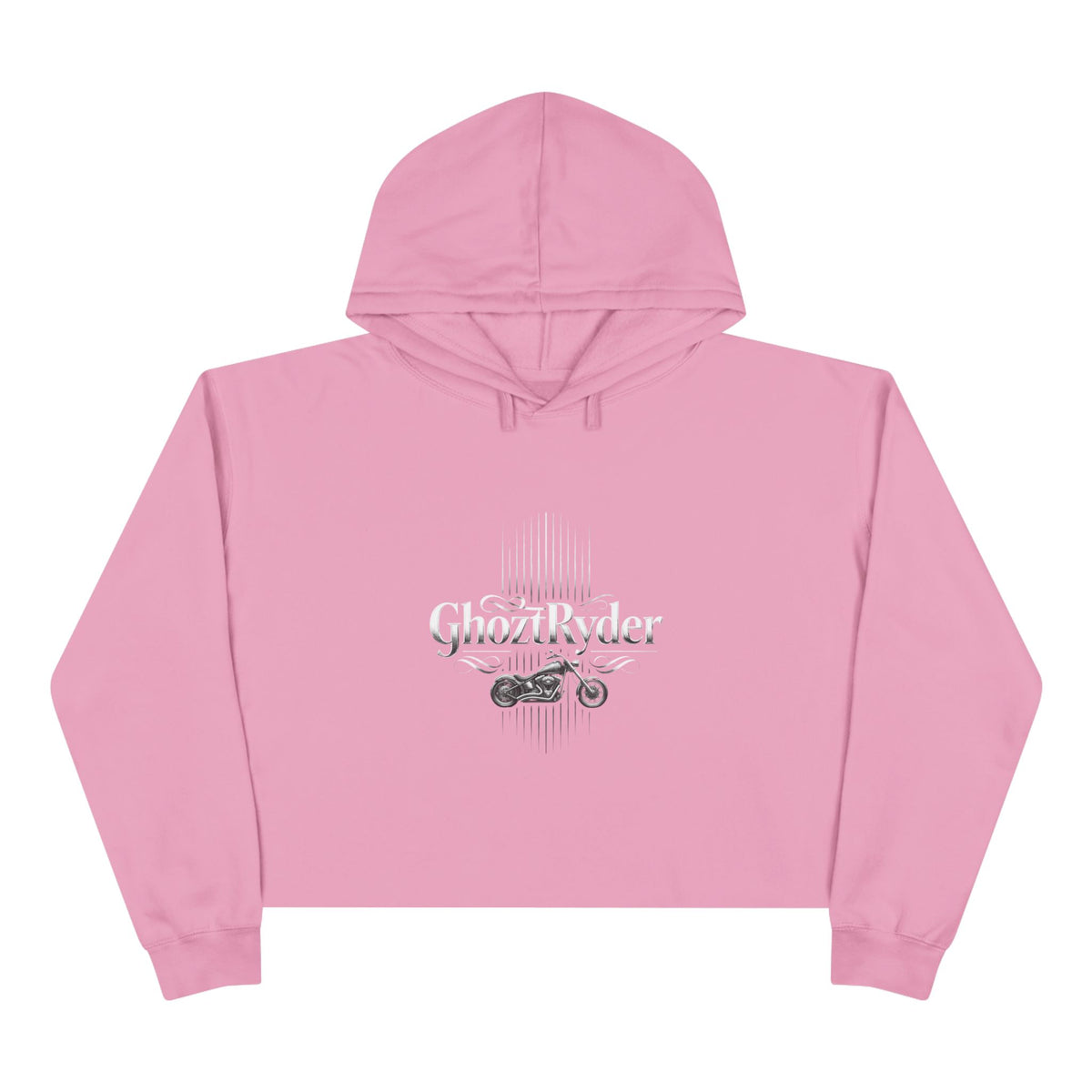 GhoztRyder Logo Crop Hoodie — Women's Black Streetwear Motorcycle-Inspired Pullover